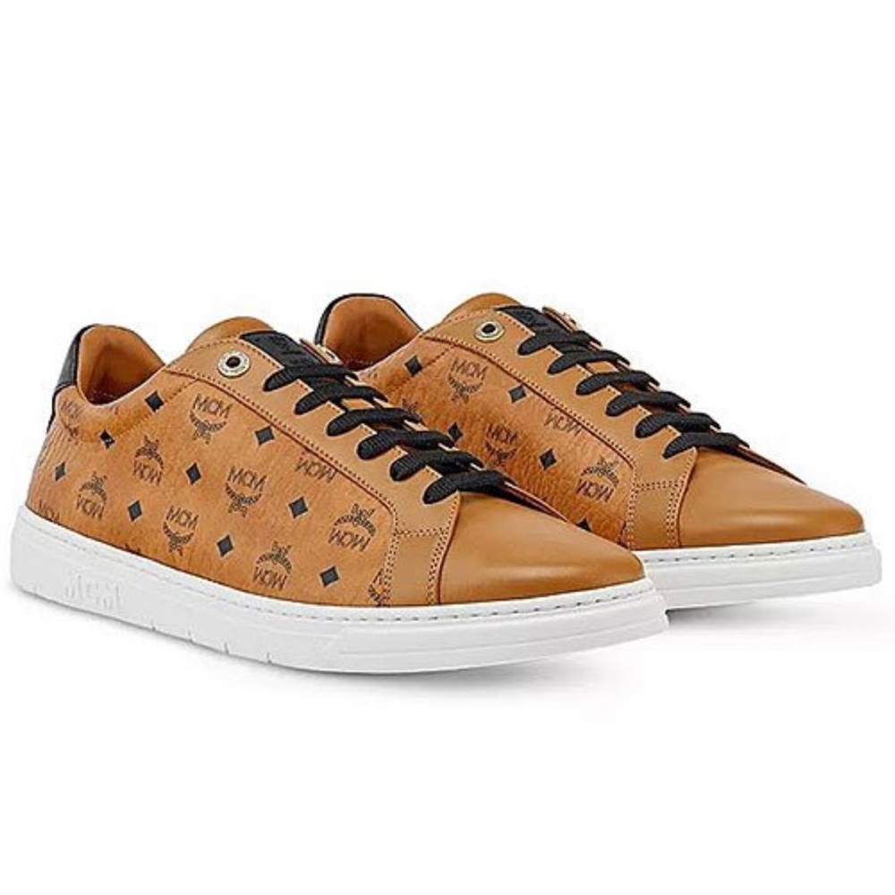 MCM Cognac Visetos Leather Derby Sneaker
